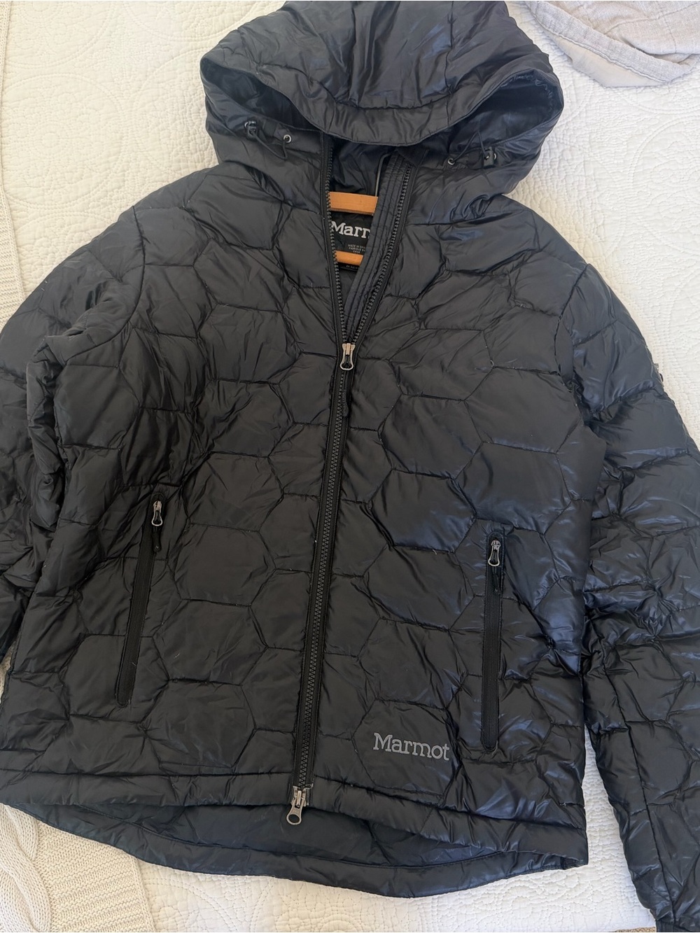 Marmot Black Quilted Hooded Puffer Jacket